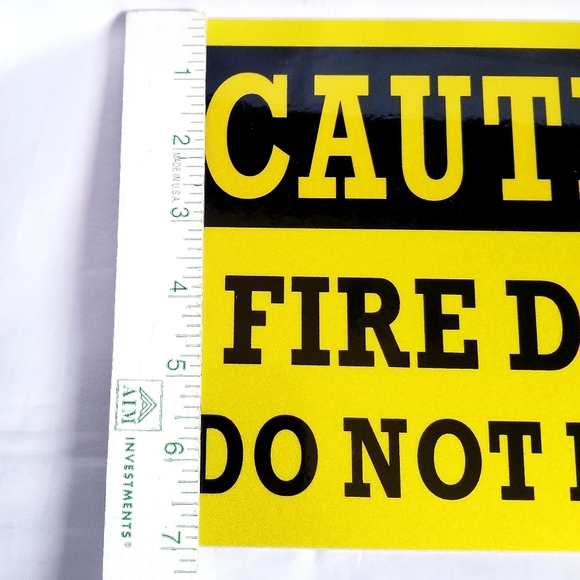 Yellow Metal Safety Caution Sign Fire Door - Picture 4 of 5